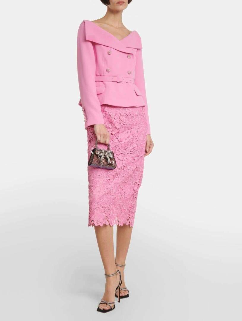 R*A様 セルフポートレイト テーラード ワンピース レース ピンク UK8 未