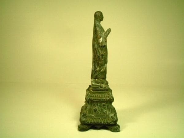 フランス アンティーク ルルドの聖母像 台座教会彫刻 18cm 19世紀頃