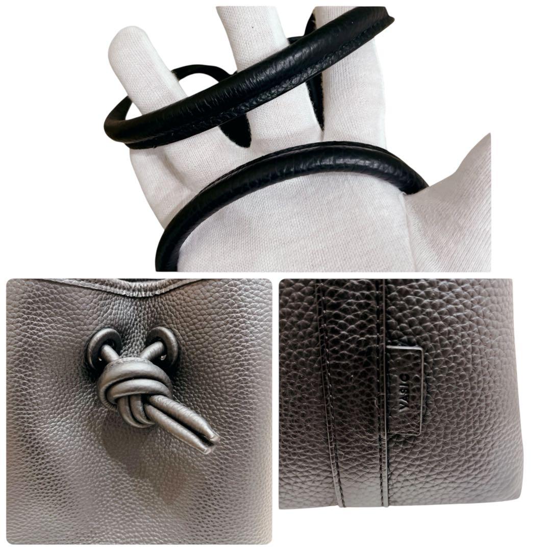 【極美品】 VASIC ヴァジック ボンドミニ ハンドバッグ ブラック レザー