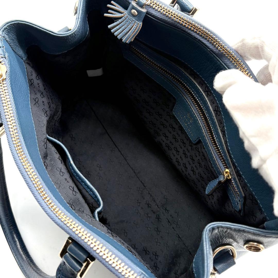 美品✨アニヤハインドマーチ イーブリー 2way ハンドバッグ レザー ブルー