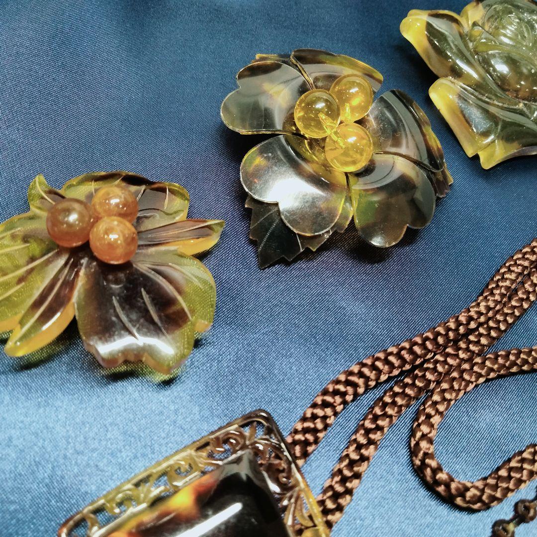 <C> 和装小物 本鼈甲 ネックレス まとめて 総重量 150g