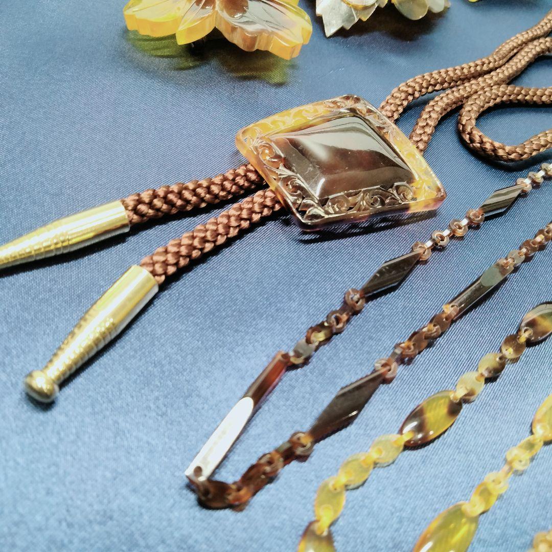 <C> 和装小物 本鼈甲 ネックレス まとめて 総重量 150g