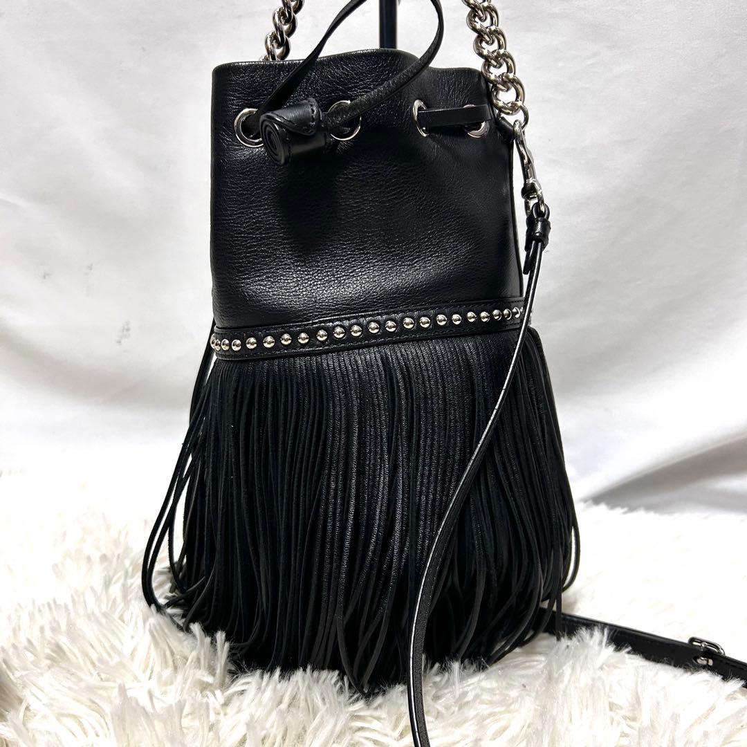 美品　J&M Davidson カーニバル　ミニ　フリンジ　ショルダーバッグ　黒