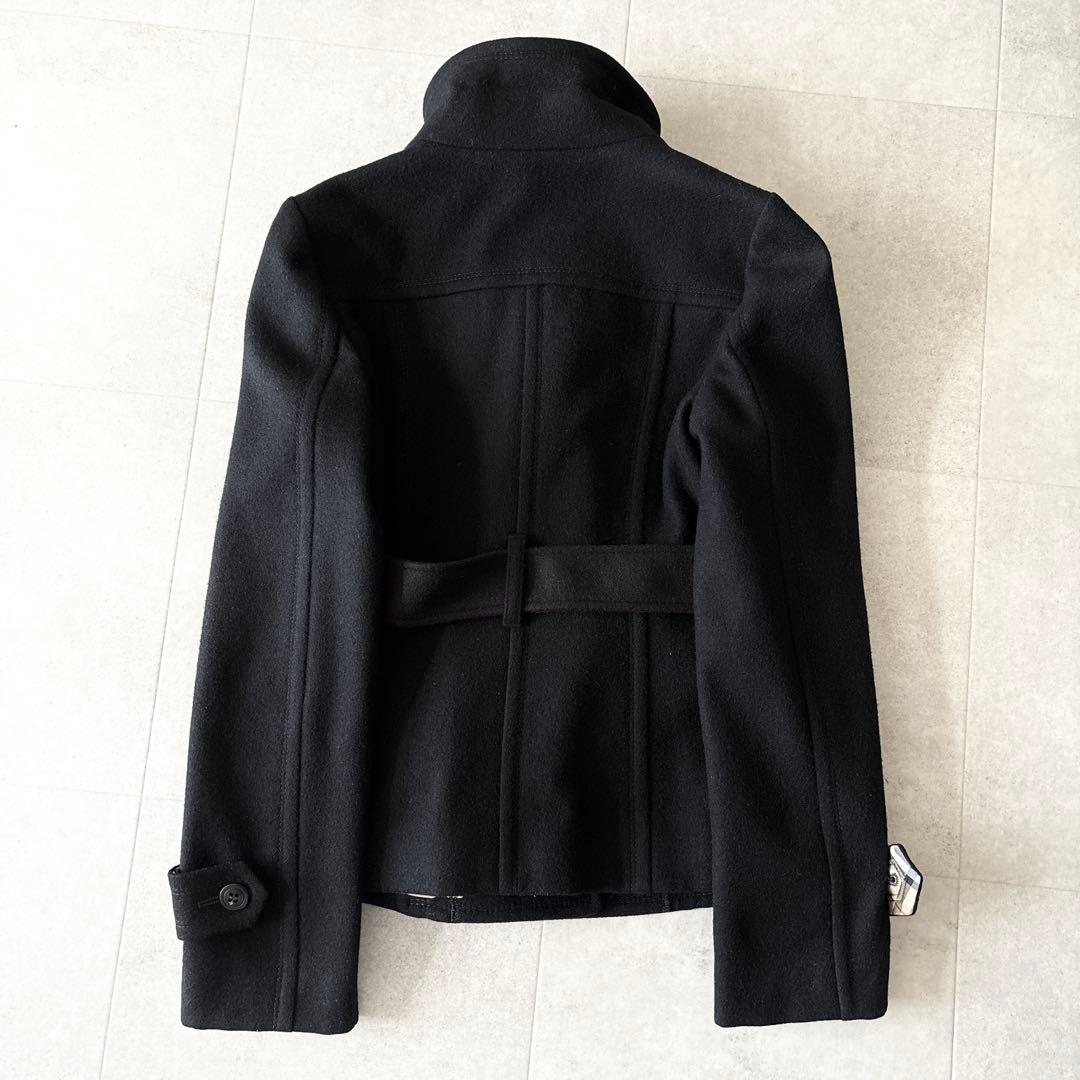 アンゴラ✨️バーバリーブルーレーベル ベルテッドコート 38 黒 ノバチェック