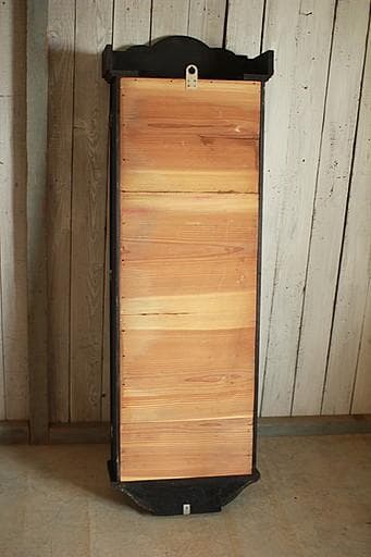 古い壁掛け木枠ガラス戸棚　5段　食器棚　飾り棚　ウォールラック　古家具　古道具