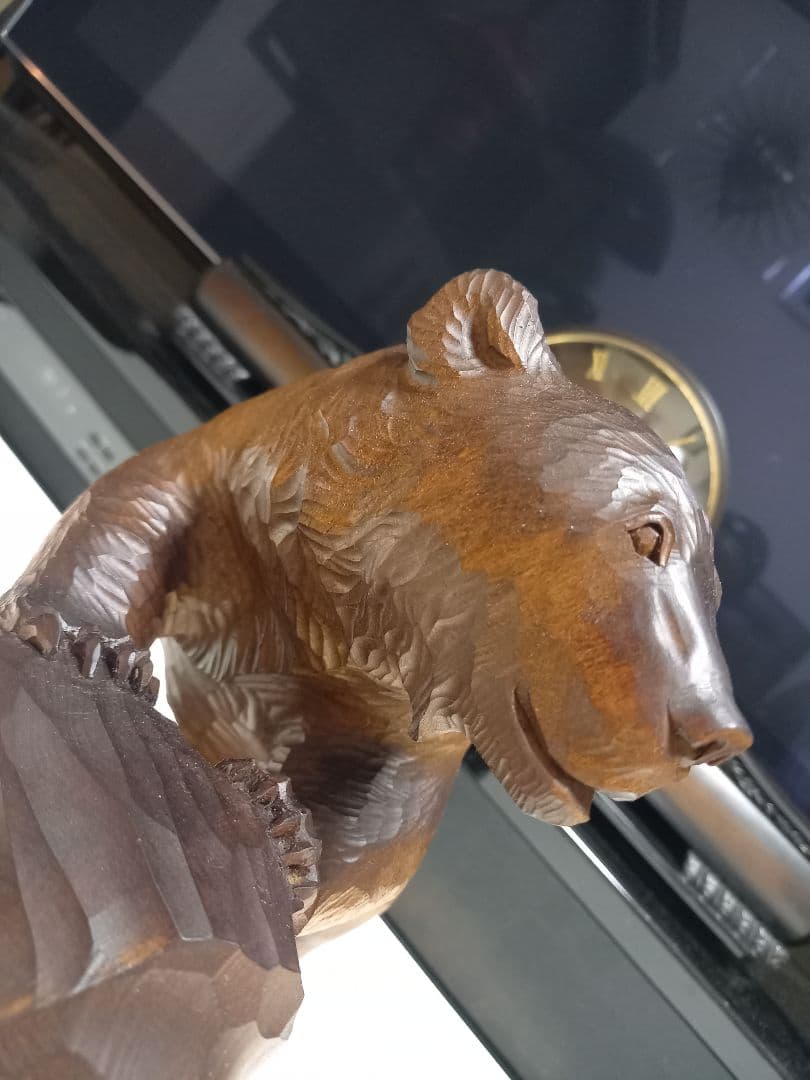 希少　アイヌ　熊　一刀彫　木彫り　堀井作　銘有り　中型　サイズ