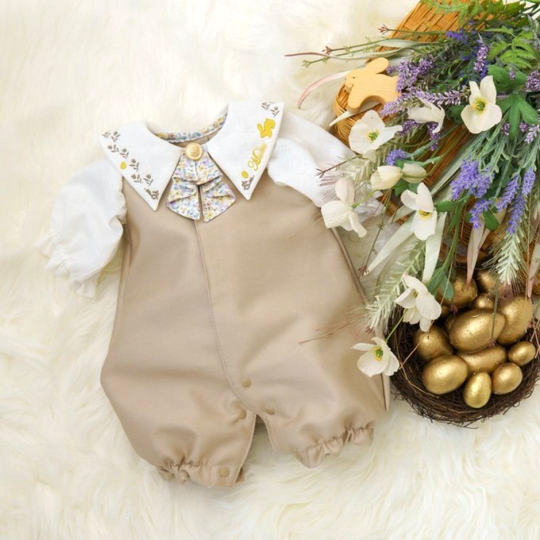 ペンギンのおしり 優しい色を着る ボタニカルロンパース