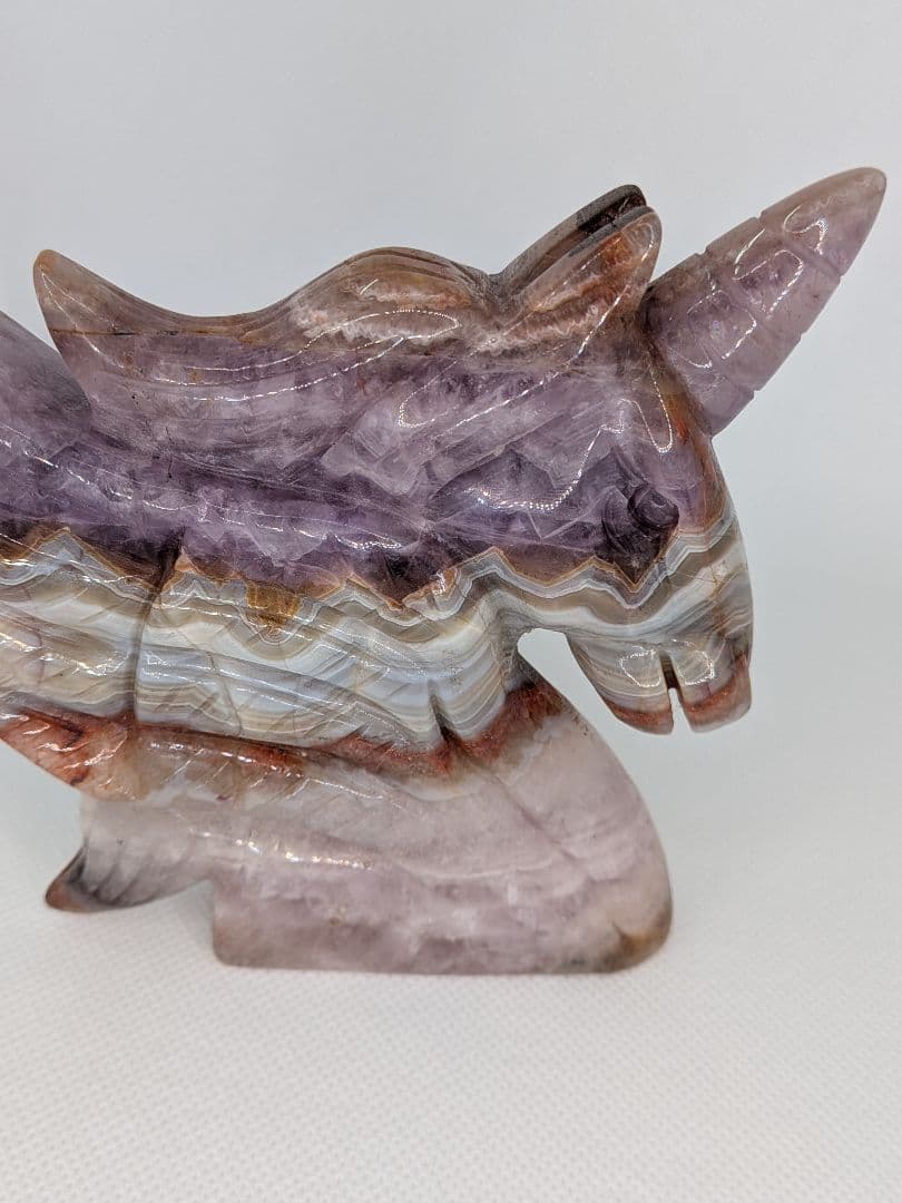 ❦新入荷❦ 天然石　アメジスト瑪瑙共生　ユニコーン 馬 置物　干支　丙午