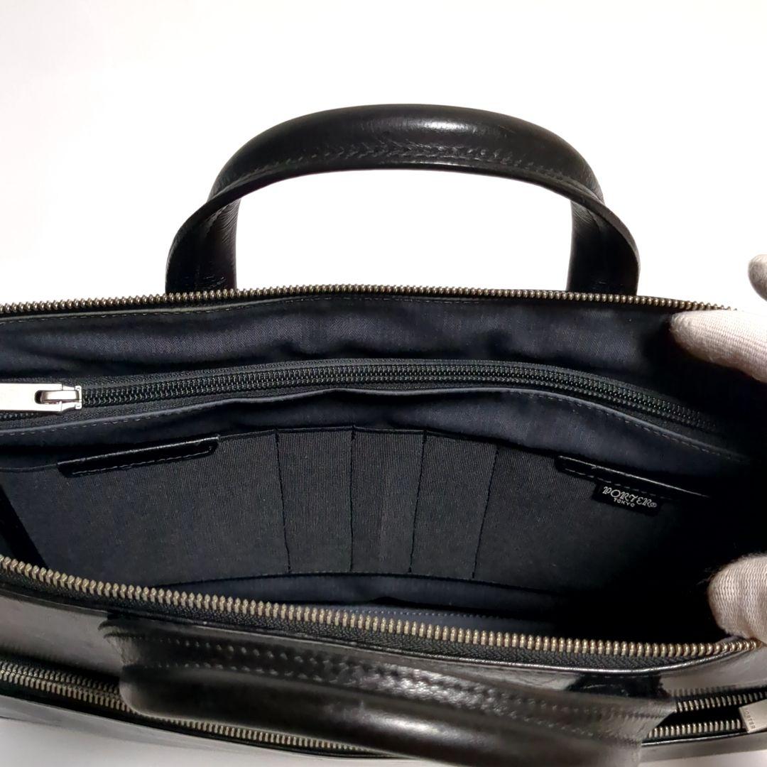 ✨PORTER✨クラーク ビジネスバッグ レザー ロゴ ブラック
