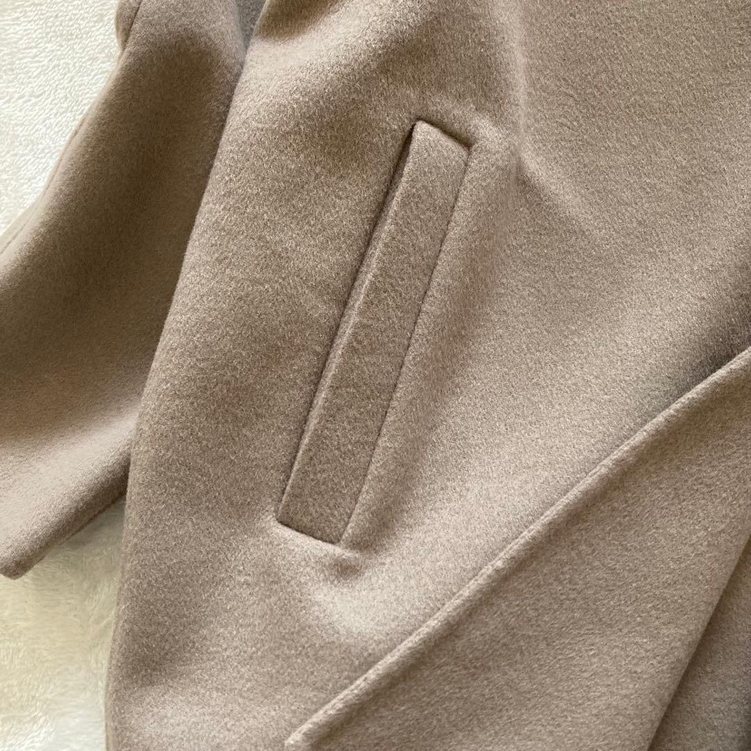 【美品】INDIVI 36 ハミルトンラムズウール ステンカラーリバーコート