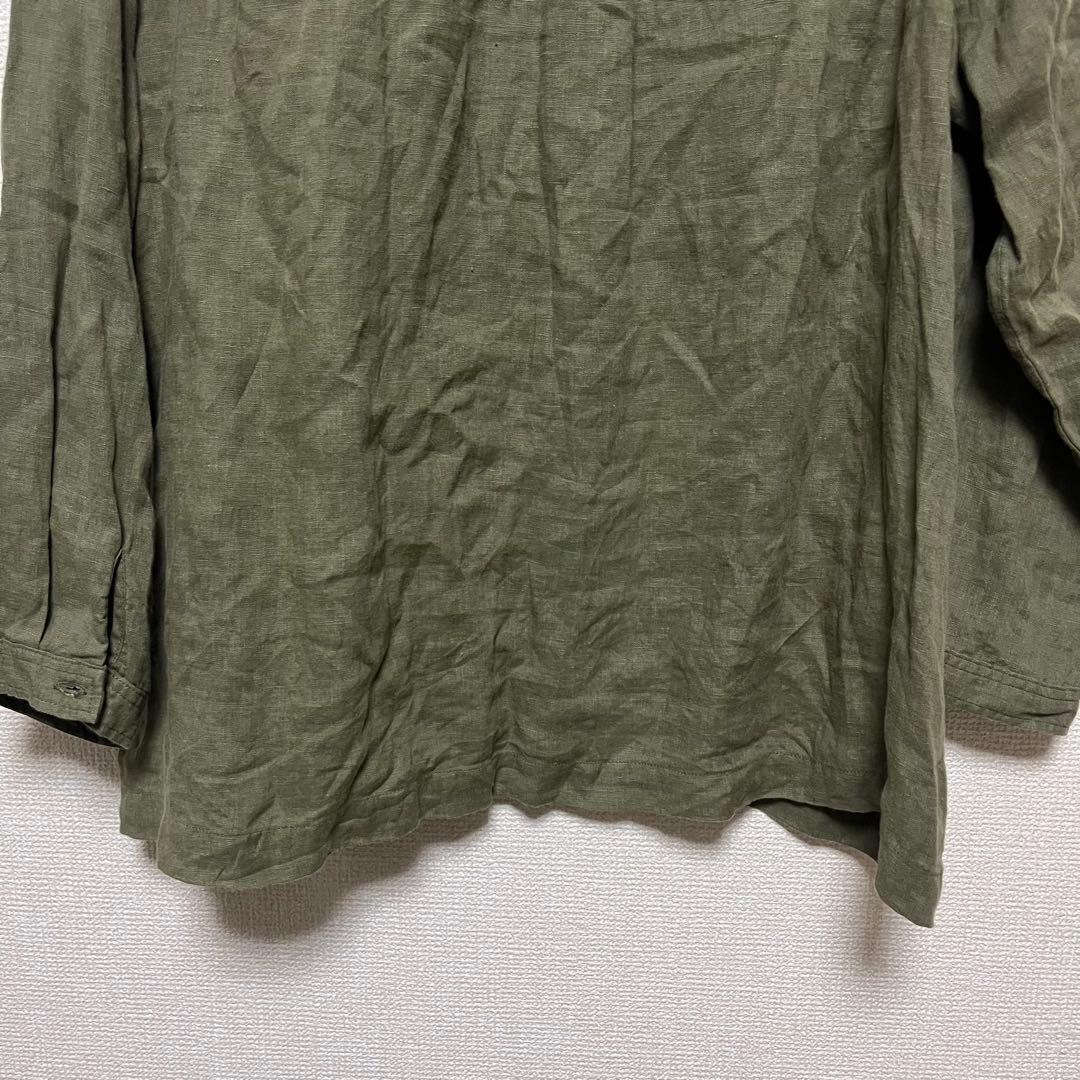 オンライン限定❣️ICHI Antiquites リネンフリルブラウス オリーブ