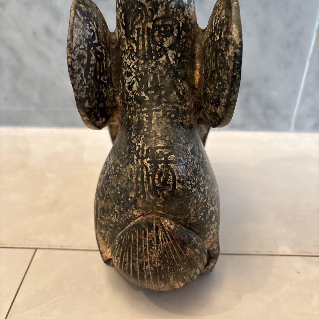 中国アンティーク　威厳のある姿が美しい幸運を呼び込む霊獣、麒麟の石製オブジェ