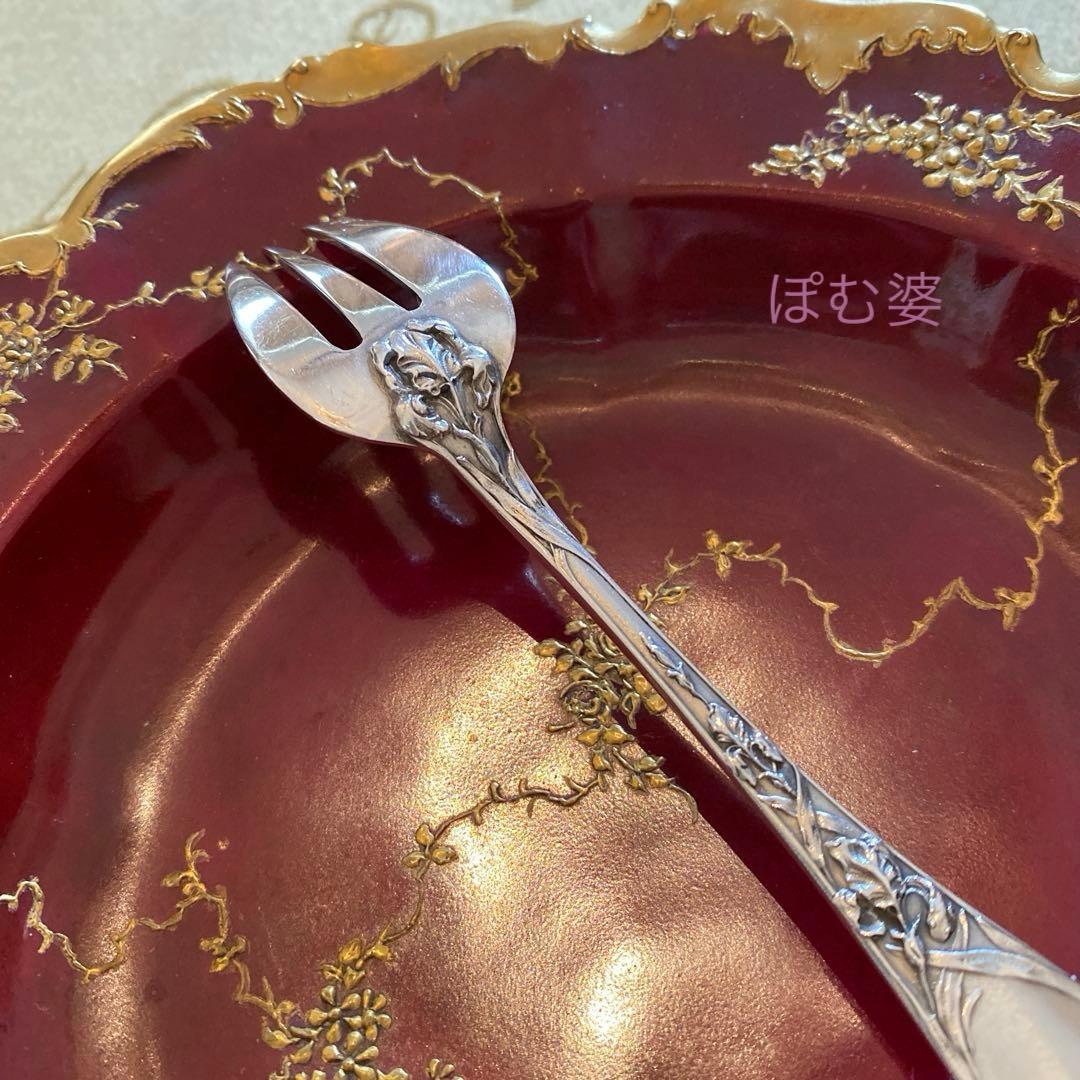 【ピュイフォルカ】 純銀 フォーク２本「アール・ヌーヴォーの華／アイリス」