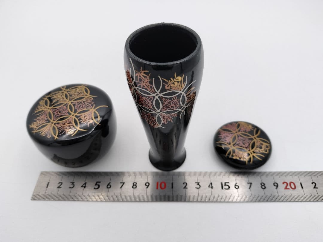 b74 茶箱 七宝四季草花 加賀蒔絵 西村松逸 茶箱 茶道具 古物