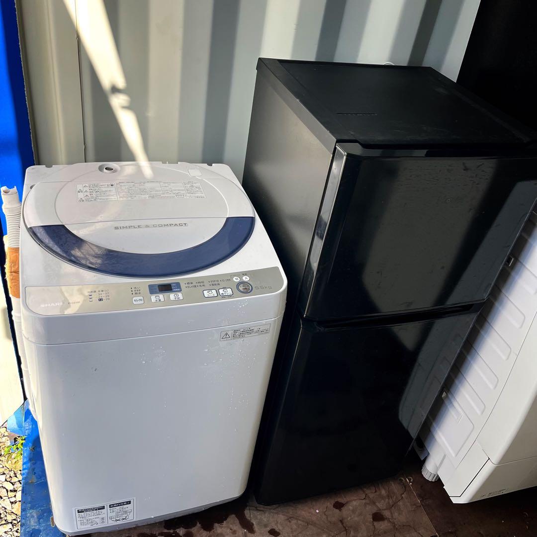 334取付無料！スタイリッシュブラックコンパクト冷蔵庫SHARP風乾燥付き洗濯機