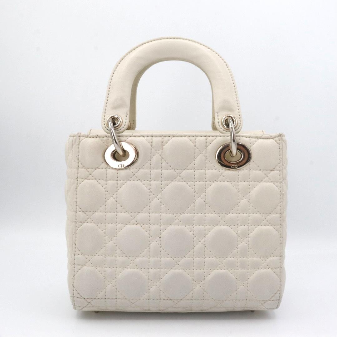 美品　クリスチャン　ディオール　レザー　２WAY ショルダーバッグ　ホワイト