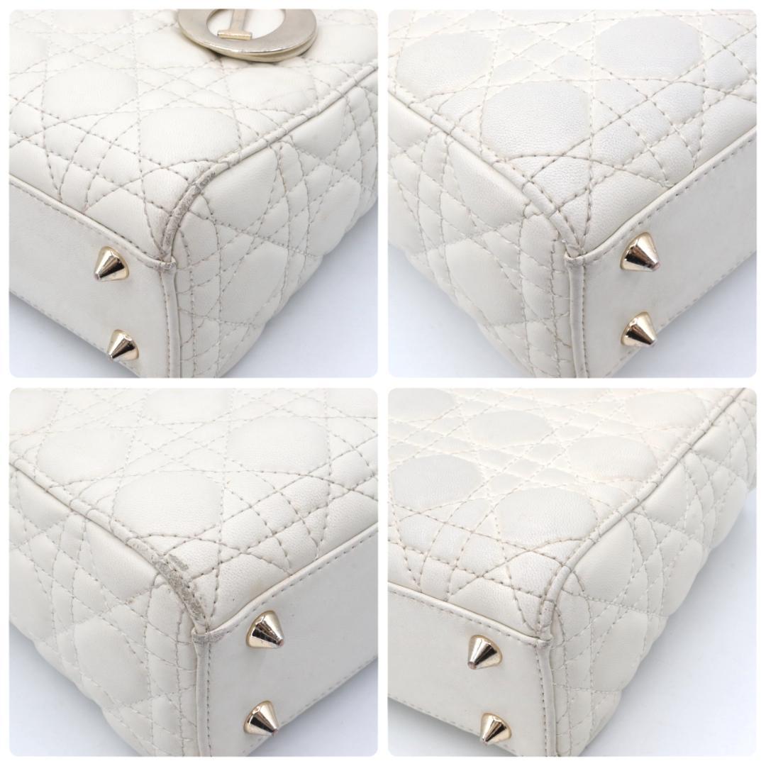 美品　クリスチャン　ディオール　レザー　２WAY ショルダーバッグ　ホワイト