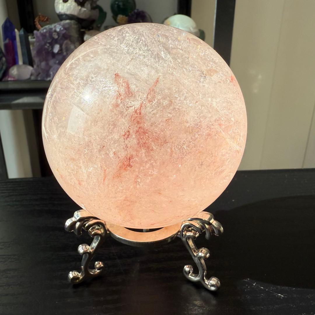 天然石ピンクアゼツライトのスフィア　丸玉　置物NO.112611