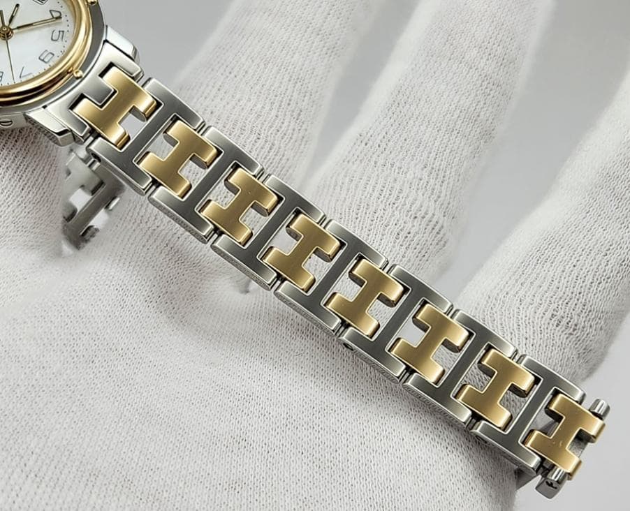 HERMES　CL4.220　エルメス　クリッパー　 Whiteシェル 保証書付