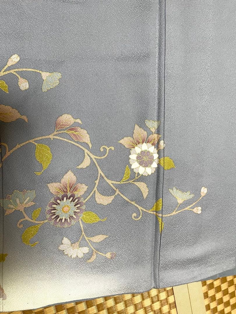 正絹　訪問着　破れ華紋菱繋ぎ花鳥唐草紋　身丈（肩から）164㎝