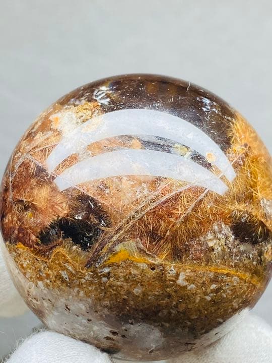 直径48.2㍉ タイチンルチルクォーツ 大量のルチル金針で出来た天然洞 貴重