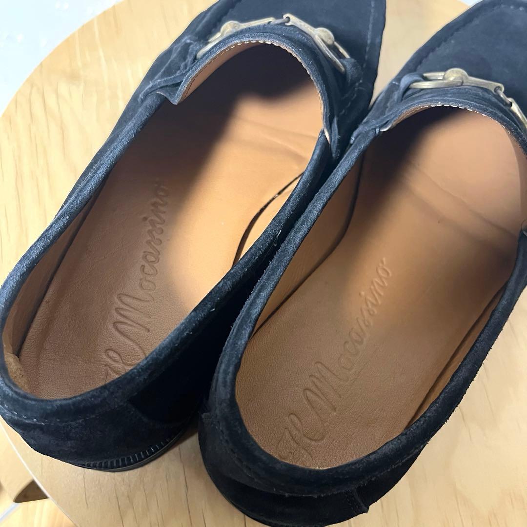 美品 イル モカシーノ スエード レザー ホースビット ローファー 黒