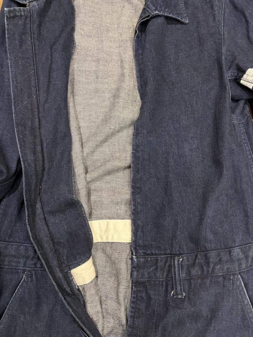 ＊桃太郎ジーンズ 出陣 濃紺 月桂樹ボタン つなぎ オールインワン 日本製 38