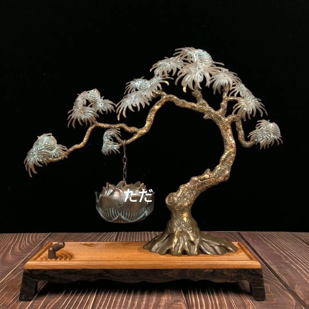 銅製 大樹蓮華弔炉 室内檀香炉 机 書斎薫香炉 香道具 工芸品 置物