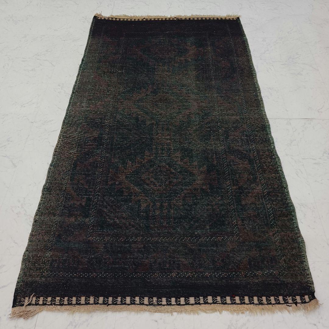 Y2477 トライバルラグ バルーチ 手織り ウール100% 絨毯