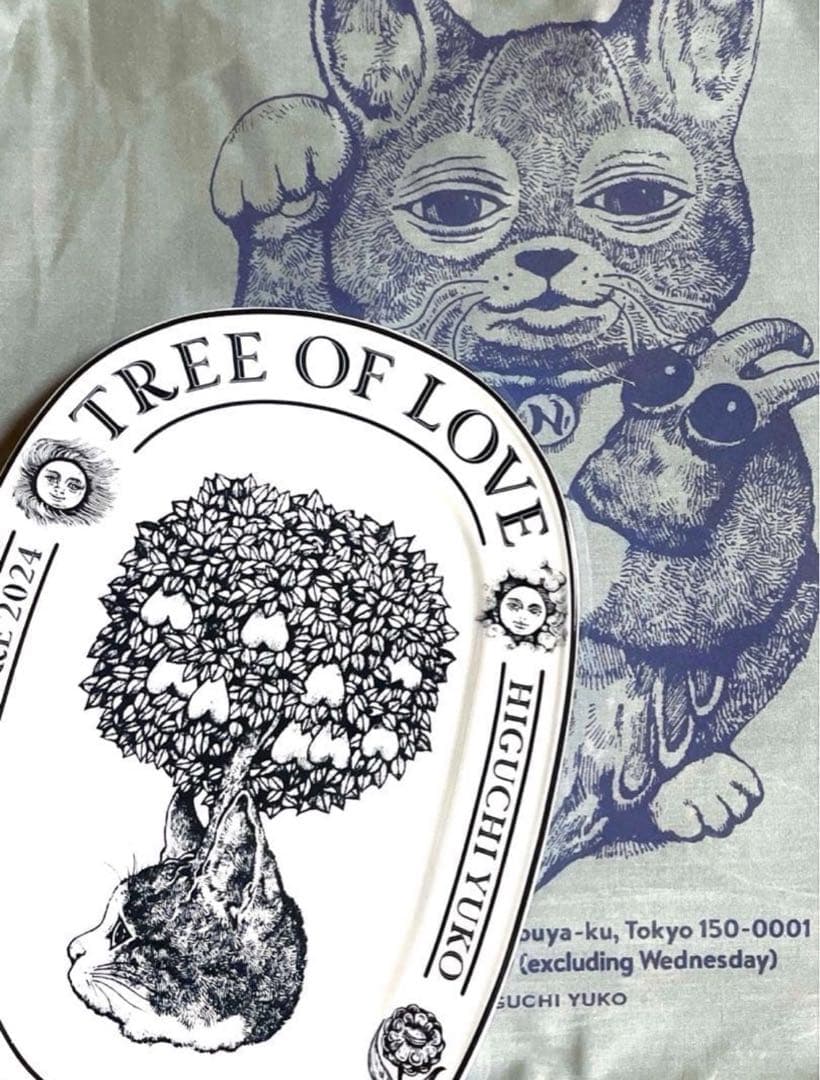 新品✨ボリス雑貨店 ヒグチユウコ ニャンコ オーバル皿　布ショッパー ねこ