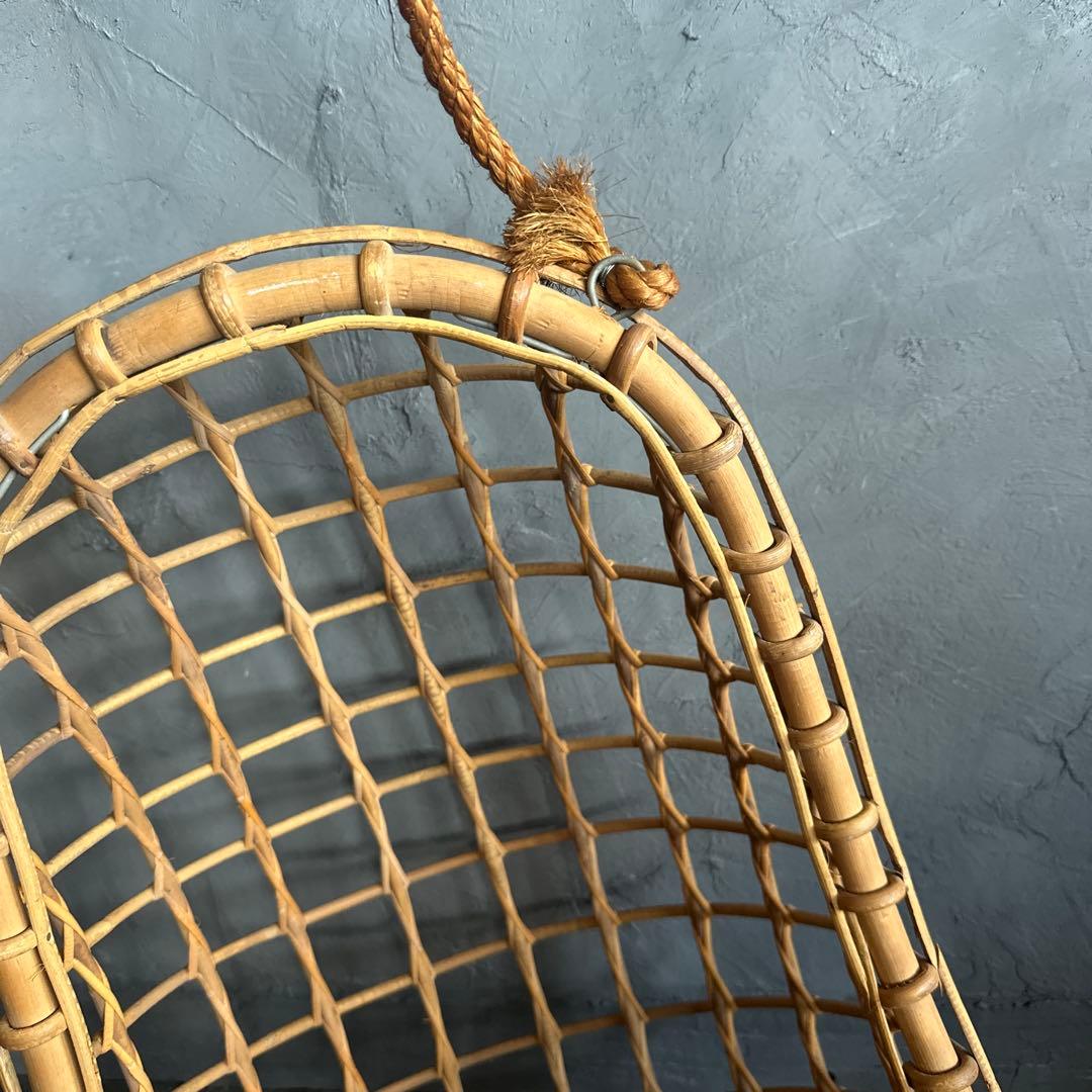 お人形や観葉植物、フェイク植物の入れ物に！ラタン製オーバル型吊り下げチェア