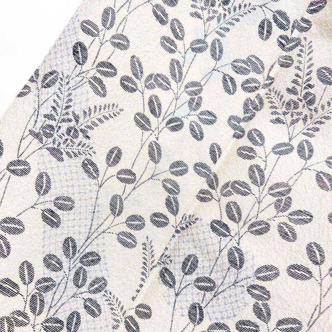 訪問着　単衣　ゼブラ柄　萩模様　花模様　着物　015b p