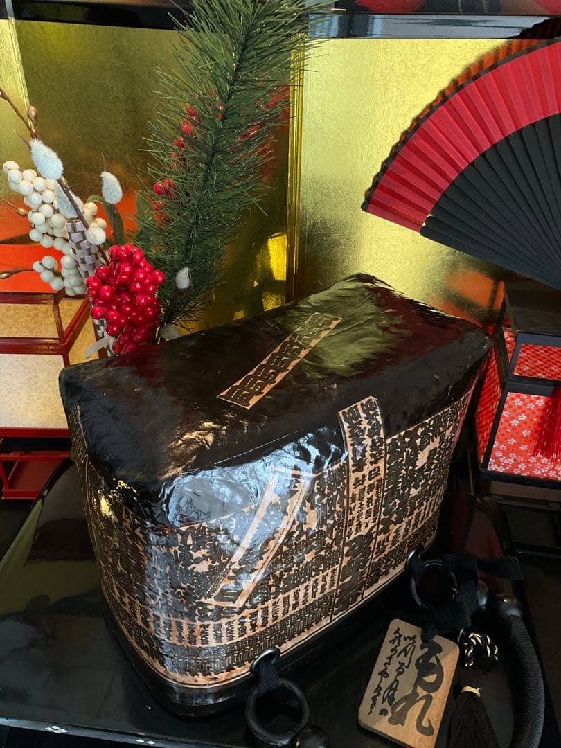 一閑張り　大相撲　相撲番付表　和風　かごバッグ　柿渋　一閑張りバッグ