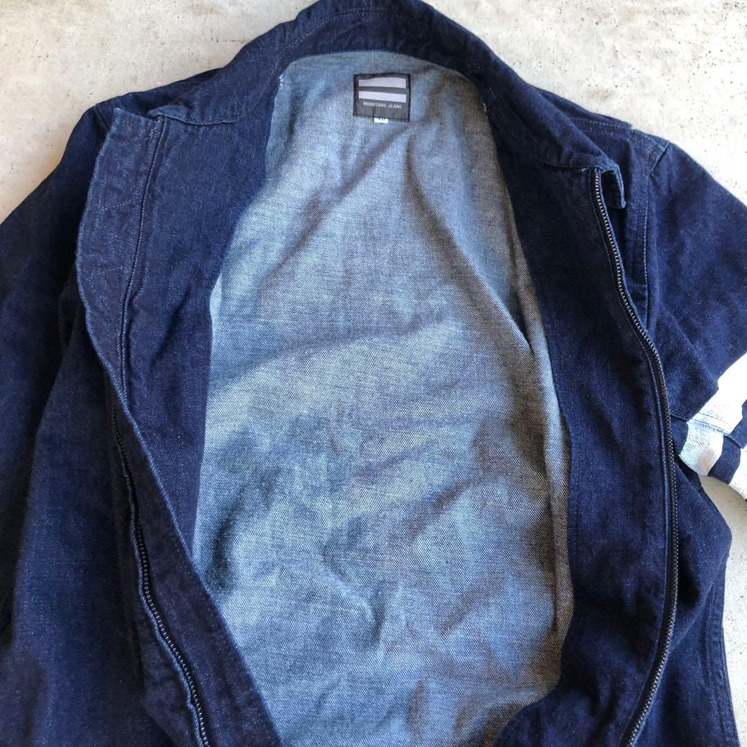 美品　桃太郎ジーンズ　デニムオールインワン　ツナギ　日本製　月桂樹ボタン　濃紺