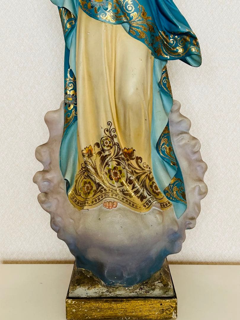 【超超希少美顔】✞無原罪の御宿り 胸に手を当てる聖母マリア像　宗教彫刻