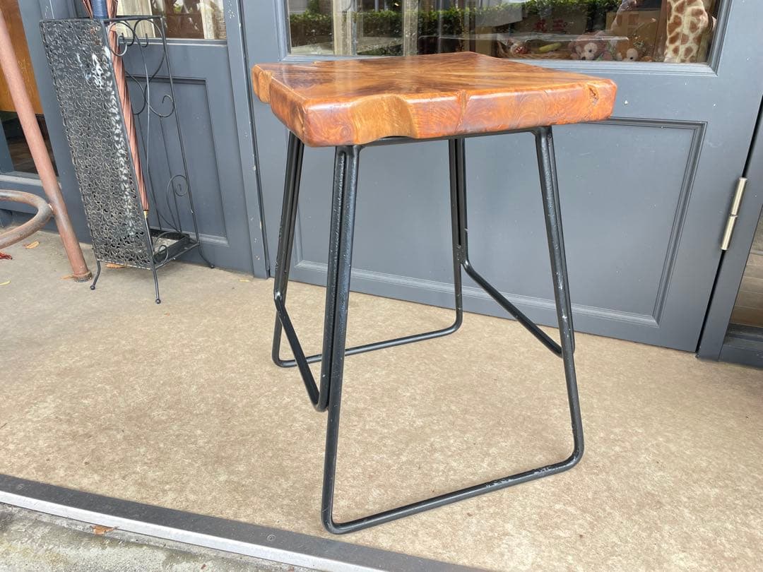 B7108【無垢×アイアン】スツール アイアンスツール