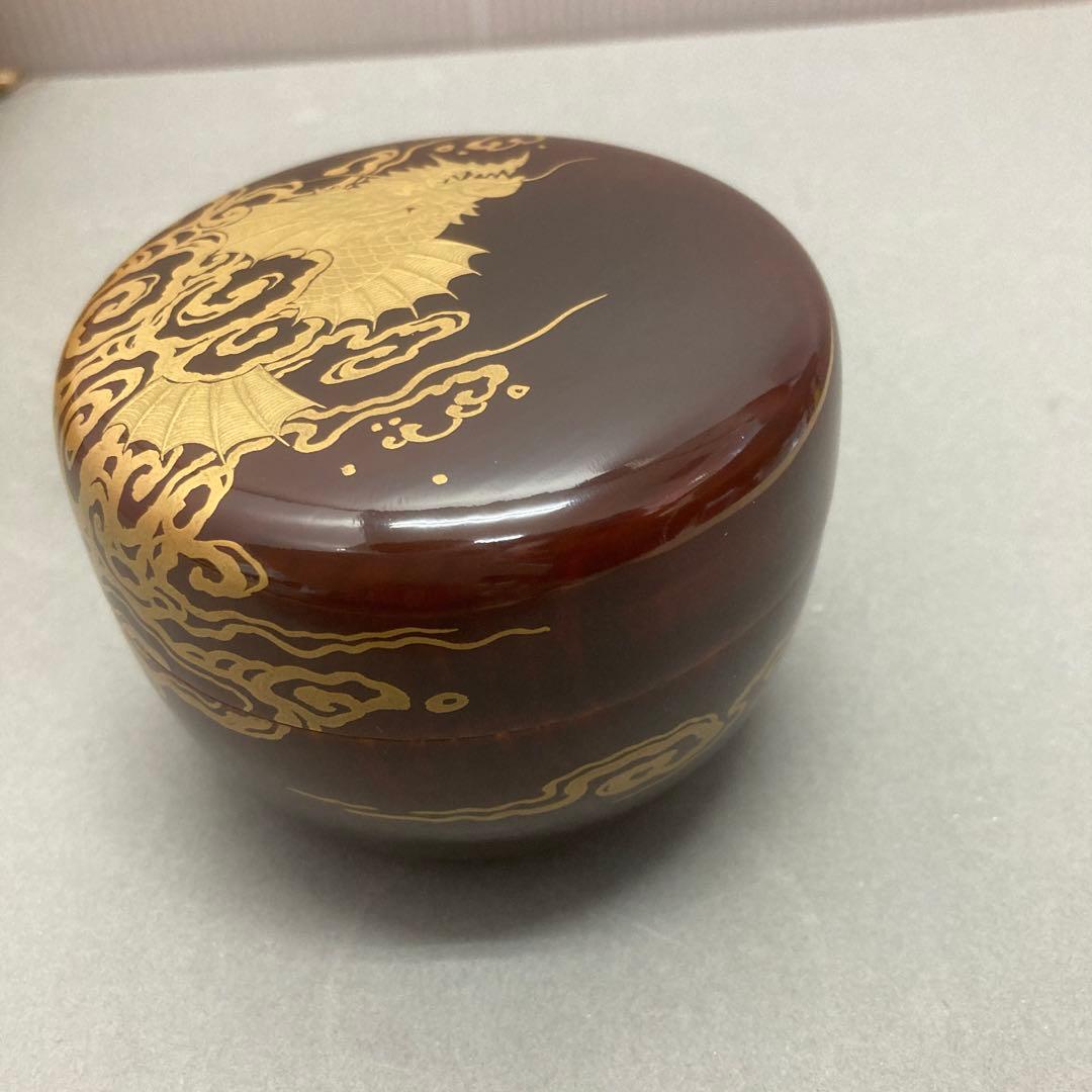 ⭐️茶道具　棗　平棗　鯱蒔絵　不染斎書付　春次造　S119NN