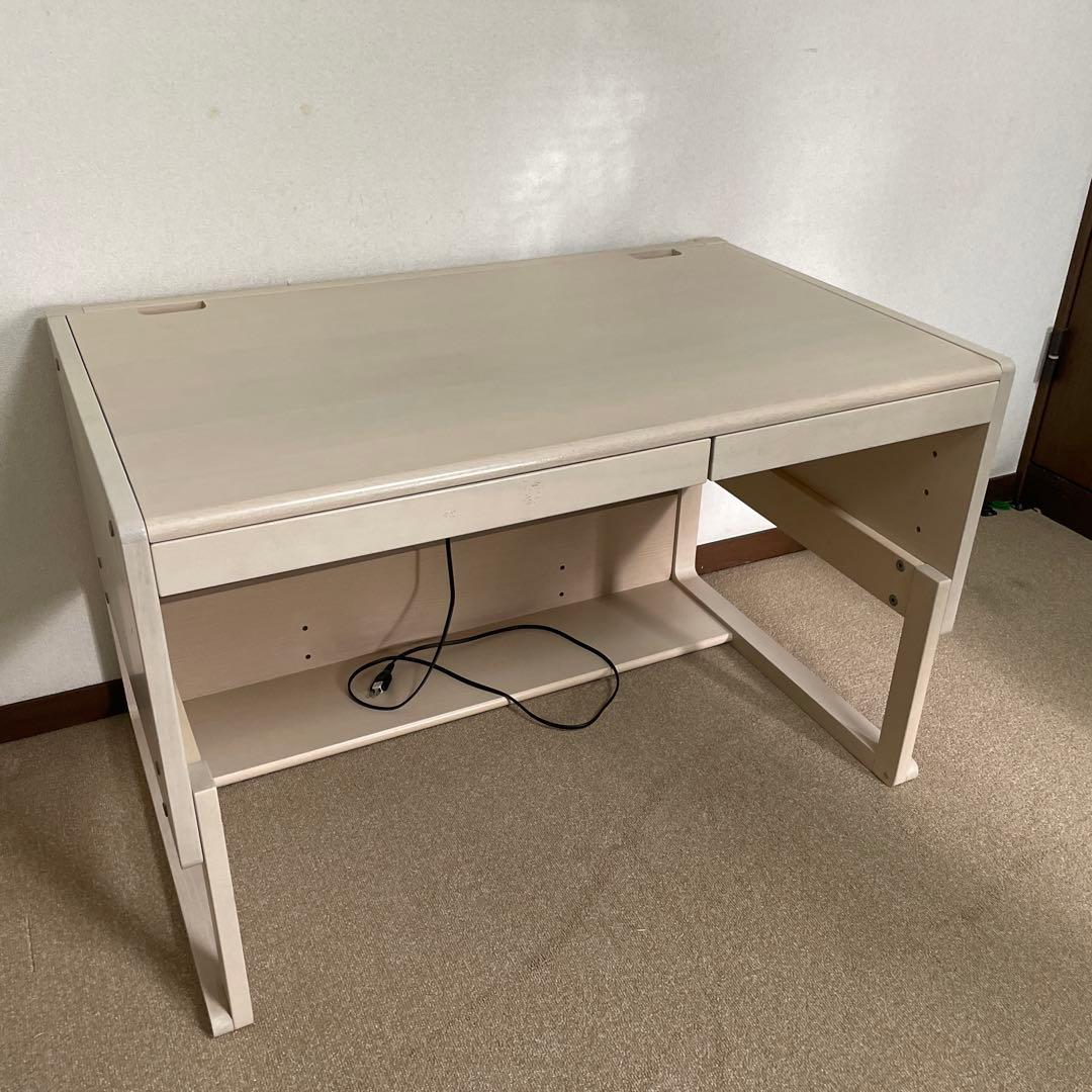 カリモク×ベネッセ学びデスク　ライトベージュ 木製デスク 2引き出し付き