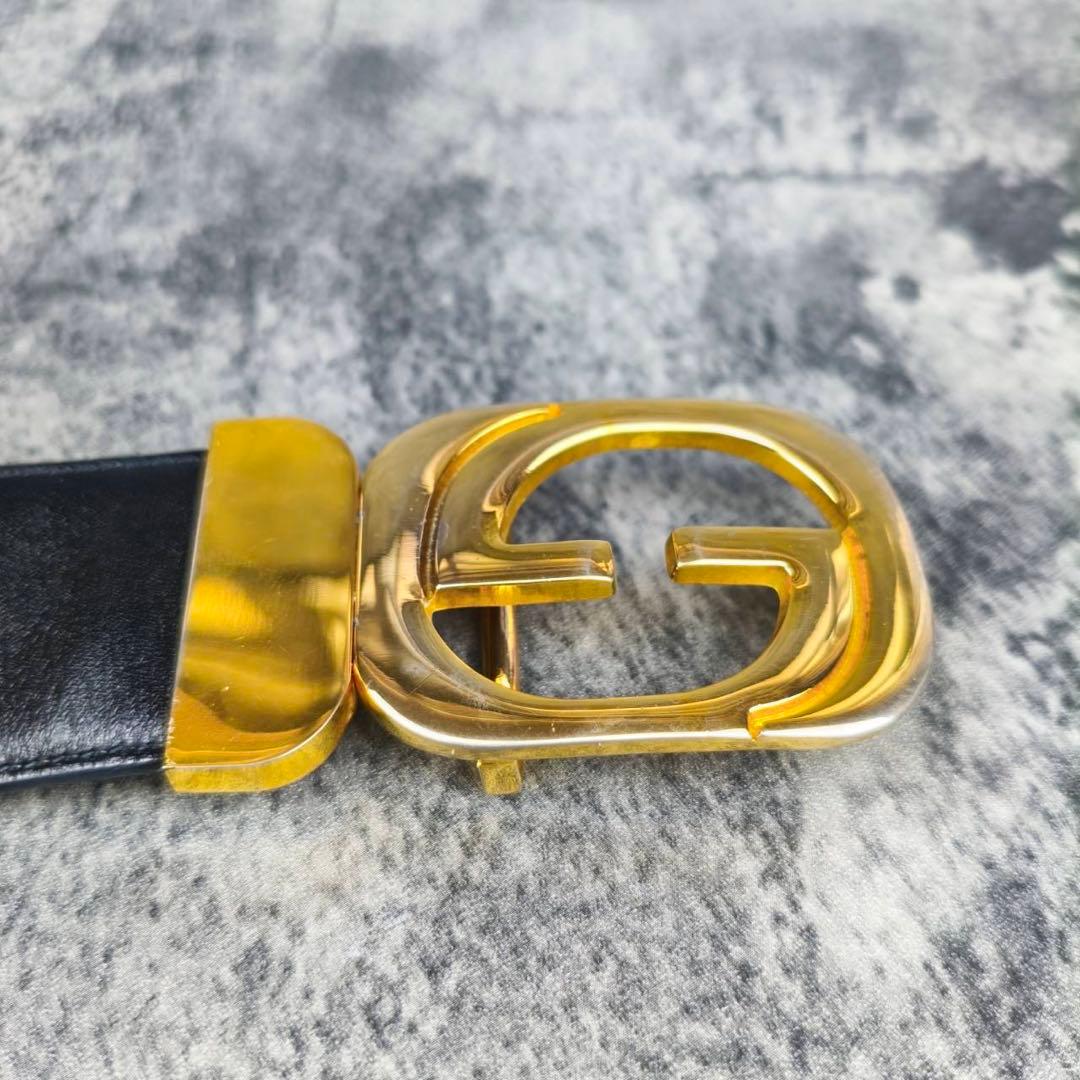 GUCCI グッチ レザー ウエストベルト インターロッキング ゴールドバックル