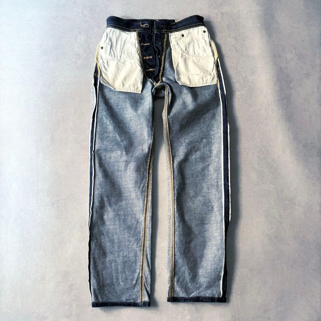 EVIS 初期 2101 手描きカモメ 濃紺 W28×35 セルビッジ 日本製