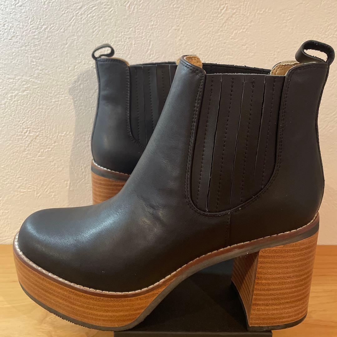 【美品】あしながおじさん サイドゴアブーツ 厚底 本革 レザー 1310117