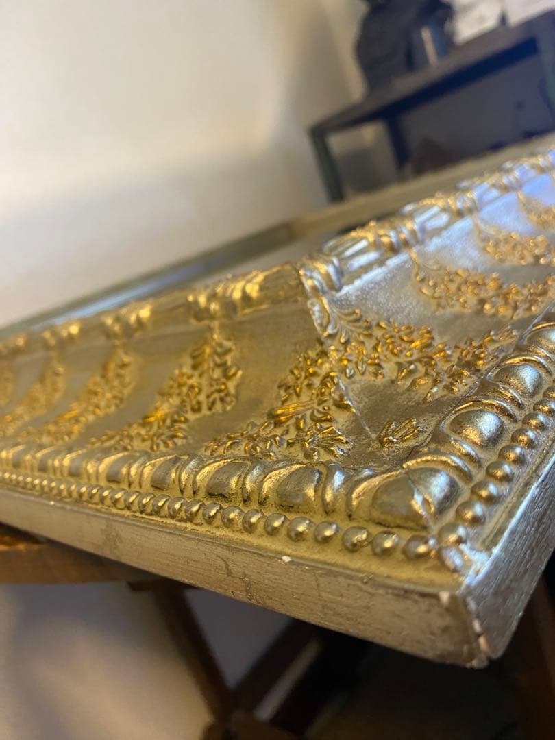 アンティーク　ミラー　鏡　壁掛け　レトロ　姿見　ヴィンテージ　ゴールド