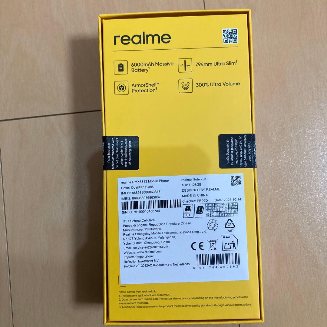 Realme note 70T 128GB ブラック ①