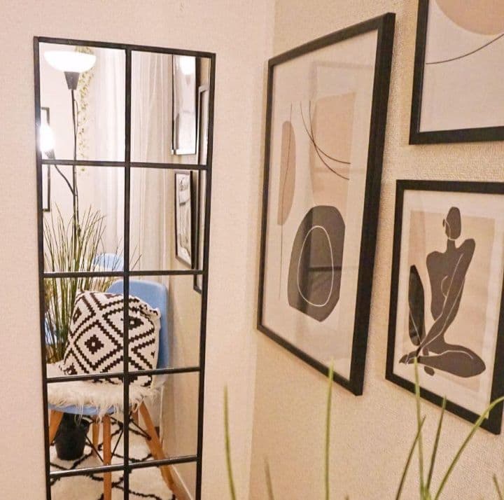 姿見　格子　9枚ミラー　海外風　大型ミラー