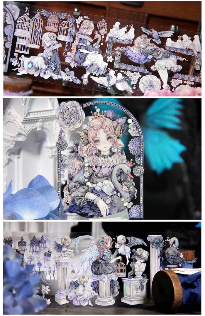 【KN060】海外PET貝殻光マスキングテープ　マステ切り売り　天鹅记　人物