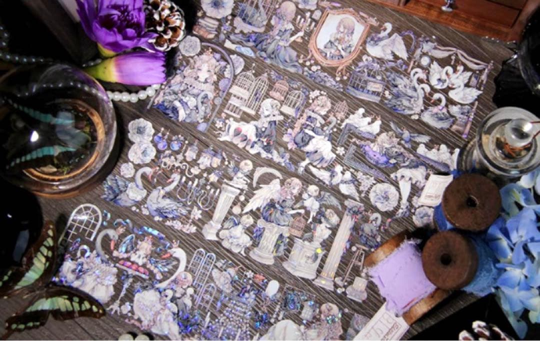 【KN060】海外PET貝殻光マスキングテープ　マステ切り売り　天鹅记　人物