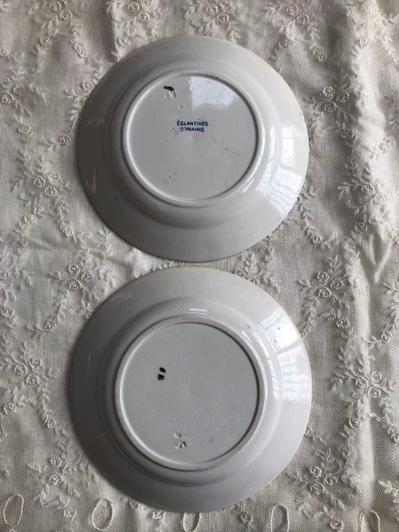 フランスアンティーク皿2枚セット　ONNAING窯　オナン窯