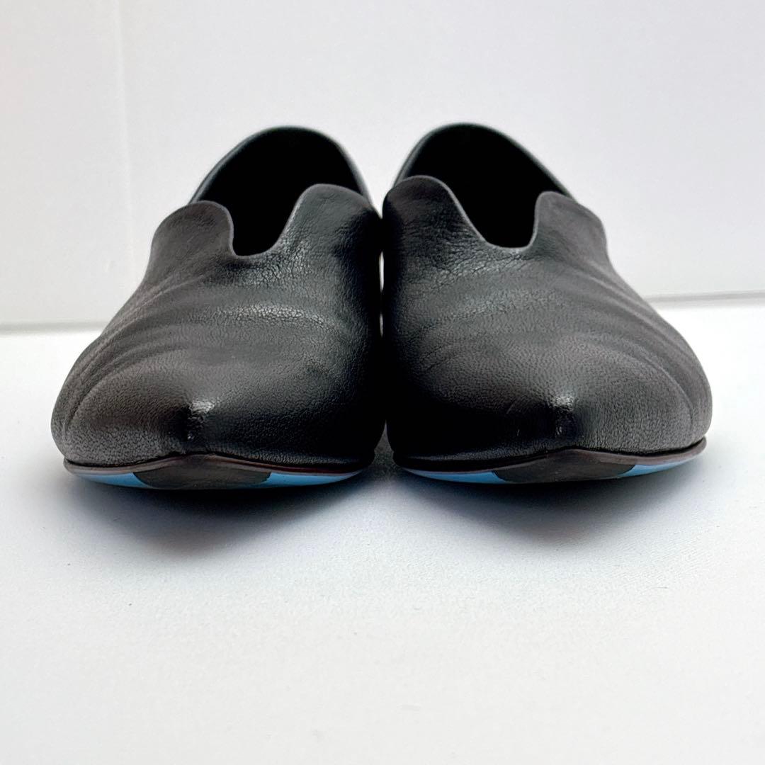 MANA　ふかふかバブーシュ　レザーパンプス　３６　ブラック