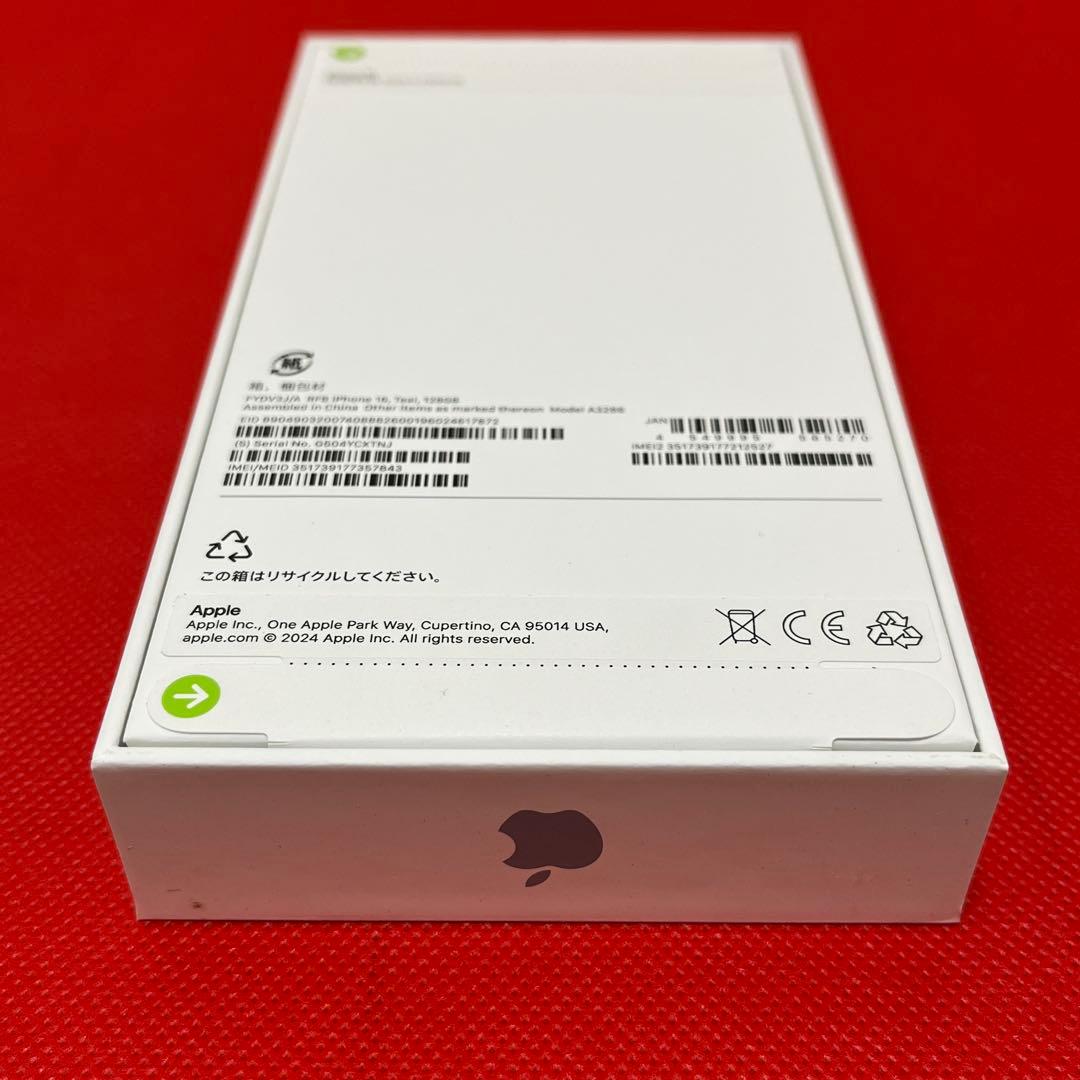 未開封　iPhone16　ティール　128GB 　国内版SIMフリー