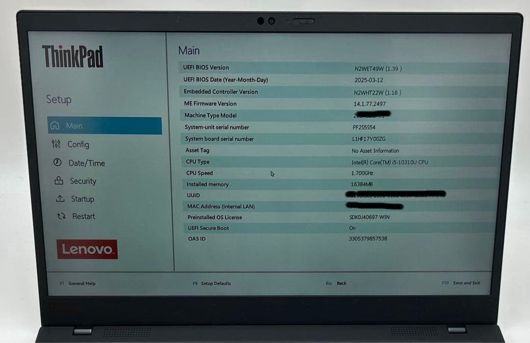 美品★ThinkPadX1 Gen8 i5/16GB/1TB/指紋/顔認証LTE